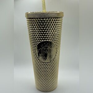 Brand New Starbucks Holiday 2022 Gold Studded Tumbler